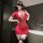 Red lace lingerie set featuring a midnight silk-fit uniform style with removable design, perfect for small busts.