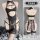 Lace temptation lingerie set - open-crotch corset & garter belt outfit for women, featuring elegant black lace design with in...