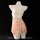 Back view of pink lace temptation sleep set featuring chemise with garter belt and sheer skirt on mannequin.