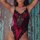Sexy european-style bodysuit featuring luxury lace trim and gold diamond embellishments on velvet fabric, perfect for women s...