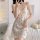 Luxury lace trim sleep dress set featuring polka dots, perfect for cozy nights. includes padded bra and floral print robe. id...