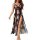 Sexy sheer lace trim nightgown with floral print and split front design, -inspired erotic sleepwear.