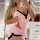 Lace-trimmed pink bodysuit featuring sheer mesh and soft cotton, perfect for elegant lounging with ruffled hem details.