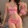 Lace-trimmed pink sleep dress featuring heart patterns, offering a sexy and elegant look with side-slimming design for a comf...