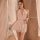 Elegant lace-trimmed sheer ruffled cami dress featuring halter neck design, perfect for sensual mesh sleepwear sets.