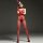 Sexy red lace bodysuit with fishnet stockings, festive santa hat, and sheer allure design for women.