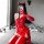 Genuine leather look bodysuit with devil horns and gloves, perfect for nightclub and party outfits.