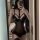 Genuine leather sm costume set featuring a tight-fitting, seductive nightclub queen design with bondage elements and sheer pa...