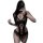 Sexy black lace bodysuit with sheer design, open-crotch style for women, featuring intricate patterns and elegant detailing.