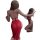 Sexy red qipao sleepwear set, featuring elegant design and sheer fabric, perfect for festive occasions or evening wear.
