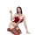Sexy red bodysuit with lace-up design, bunny girl costume featuring cute details, perfect for festive occasions.