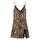 Leopard print lace chemise set featuring delicate black lace trim and tie straps, perfect for seductive sheer sleepwear and i...