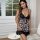 Sexy leopard print lace chemise set with v-neckline, perfect sexy sleepwear and lingerie for women.