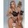 Woman modeling leopard print lace lingerie set with push-up bra and matching panty, featuring side support and anti-droop des...
