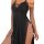 Sexy black lace sleep dress with sheer details and plunging neckline, perfect for romantic evening wear.