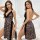 Sexy leopard print lace sleep dress with sexy backless design, sheer nightgown for women, romantic plus size lingerie set.