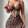 Sexy leopard print lingerie dress with sheer lace and boning, perfect for sensual sleepwear and nightgowns.