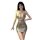 Woman wearing a gold sequined bodycon dress with cutouts, perfect for club nights.