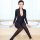 Woman wearing black high-elastic lingerie bodysuit with dual zippers, open-crotch design, and long sleeves. sensual shapewear...