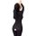 Woman wearing black ribbed lingerie bodysuit with dual zippers and open-crotch design, showcasing high-elastic shapewear for ...