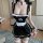 Sexy maid costume set featuring black and white outfit with ruffles, perfect for role play or sleepwear, hot and tempting ens...