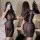 Linglinting sexy qipao lingerie set - high-slit mesh sheer sleepwear for women, featuring sheer black mesh design with elegan...