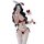 Sexy festive outfit featuring red fuzzy mesh bikini with bunny ears and heart decorations, perfect for holiday-themed cosplay...