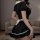 Linzhi maid costume for women - black dress with white trim and ribbon belt, perfect for cosplay and seductive outfits