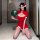 Linzhi sexy christmas bunny girl costume set - holiday lingerie outfit & seductive short robe ensemble featuring festive red ...