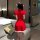 Red festive outfit with bunny ears, perfect holiday attire featuring a short robe and sexy design.