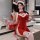Linzhi sexy christmas costume set - velvet lingerie sleep dress for role play & holiday cosplay, featuring festive red design...