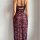 Sexy black dress with vibrant pink rose pattern, featuring sheer fabric and high slit design, perfect for lounging or sleepwe...