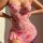 Pink floral design dress featuring lace trim and sheer fabric, perfect for sexy sleepwear or lounge sets.