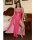 Elegant sheer-back long nightgown set featuring a sexy split-front design, perfect for women seeking luxurious sleepwear.