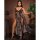 Elegant sheer-back long nightgown set featuring a sexy split-front design, perfect for women seeking allure and sophisticatio...