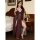 Elegant sheer-back long nightgown set with sexy split-front design, perfect for women seeking stylish and comfortable sleepwe...