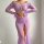 European fashion sheer mesh lotus off-shoulder long sleeve split bodycon lingerie set featuring elegant ruffles and delicate ...