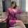 Sexy purple sheer lace long dress robe, perfect for sensual sleepwear. elegant design with floral patterns, ideal for women s...