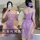 Fan lei sexy lace long dress - purple uniform-style sleepwear set, pure & alluring lingerie dress