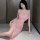Elegant lace mesh sheer long sleep dress with adjustable straps, perfect for nightwear.