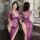 Fan lei womens lace sexy sheer long dress - provocative side-slit bodycon lingerie sleepwear set featuring elegant lace desig...