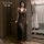 Feimulei lace mesh sheer long dress - seductive pure-yet-alluring sleep gown with deep v-neck & sensual transparency
