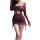 Woman wearing feiniao kuiyue sexy lingerie set - sheer hot uniform bodysuit with long sleeves & bodycon skirt in purple.