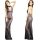 Glamorous silver-thread mesh sleep dress featuring halter neck design, sheer long nightgown perfect for curvy women.