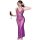 A woman elegantly poses in a purple lace mesh sheer long dress, holding a glass of wine. the dress features delicate lace det...