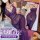 Woman wearing purple lace sheer long dress, seductive adult lingerie sleep dress with delicate straps and flowing silhouette.