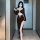 Woman wearing liaru sexy lace bodysuit with long sleeves and high slit, featuring sheer mesh bodycon design.
