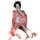 A woman poses with cat ears, wearing a pink floral japanese kimono-style cat lingerie set. the long sheer sleepwear features ...