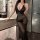 Mandyu lace mesh sheer long nightgown - seductive pure-desire transparent sleep dress with deep v-neck