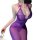 Sexy purple sheer lace bodycon dress with halter neck and bow accents, perfect for nightclub outfits or elegant evening wear.